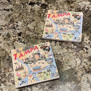 Tampa Themed Coasters - Set of Two - New!